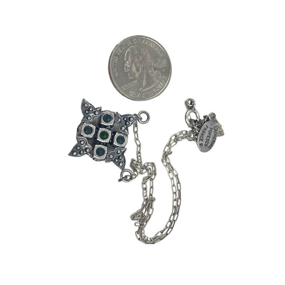 Catherine Popesco France Sterling Silver Necklace With Green & Blue Gemstone Pen - Picture 7 of 7